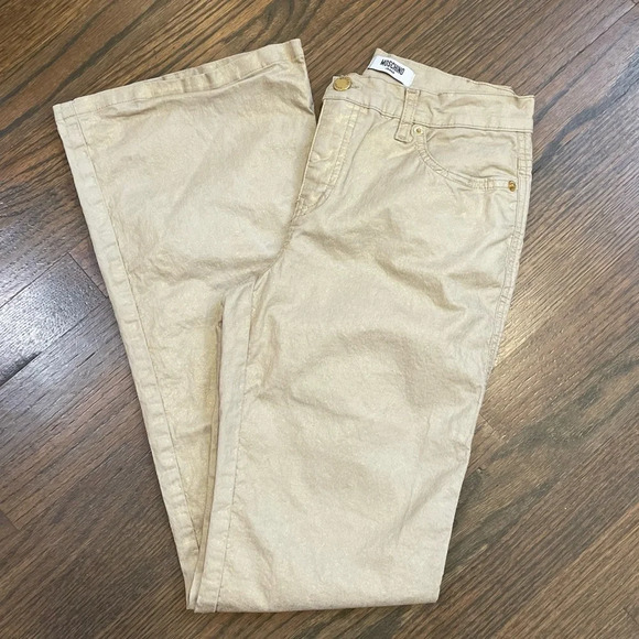 Vintage MOSCHINO Jeans Wide Leg Gold Shimmer Spice Girls - Picture 1 of 9